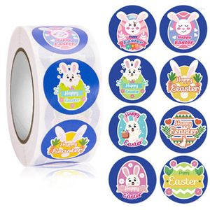 Present Wrap 500st Happy Easter Stickers Sj￤lvh￤ftande SEAL Label Sticker f￶r Party Kids Bag Decor Taggar Handgjorda