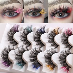 Multilayer Thick Colorful False Eyelashes Naturally Soft and Delicate Hand Made Reusable Curly Mink Fake Lashes Messy Crisscross Eyelash Extensions Eyes Makeup