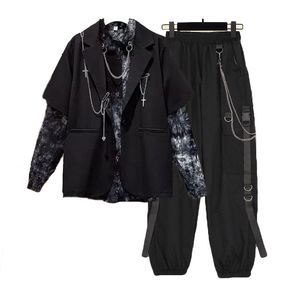 Осенняя цепная грузовая перевозка блуузовая жилетная одежда Harajuku 3 штука для женских брюк 220811