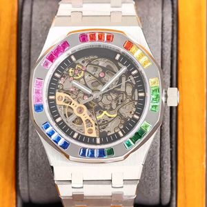 중공 아웃 다이아몬드 시계 자동 기계식 남성 시계 41mm 비즈니스 손목 시계 사파이어 손목 시계 Montre de Luxe