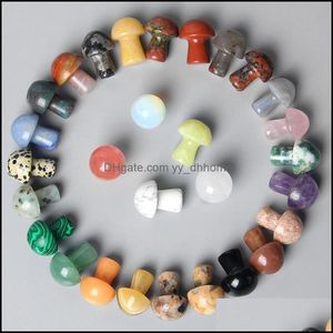 Stone Loose Beads Jewelry 2Cm Mushroom Statue Natural Gems Hand Carved Decoration Reiki Healing Quartz Crystal Gift Room Dhgei