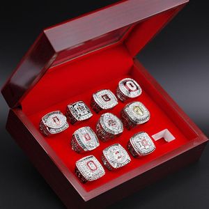 Wholesale ohio state championship ring resale online - 10PCS Ohio State Buckeyes National Champion Championship Ring Set solid Men Fan Brithday Gift Whole Drop