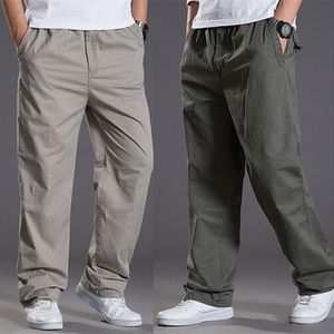 Mense Casual Cargo Cotton Pants Men Pocket L￶st raka byxor Elastiska arbetsbyxor M￤rke passar joggar manlig super stor storlek 6xl 220811