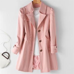 Spring Autumn Woman Korean Singlebreasted MidLong Women Trench Coat Overcoat 5XL Khaki Windbreaker Female 220811