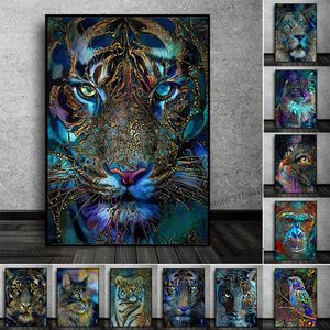 Lion Tiger Monkey Painting Canvas Print Pictur Аннотация граффити на стенах животных настенные плакаты для гостиной украшения домашнего декор