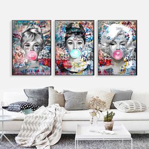 Berühmte Schönheitsstern-Graffiti-Leinwand, Luxus-Kaugummi, abstraktes Poster, moderne Wandkunst, Bilder für Wohnzimmer, Heimdekoration