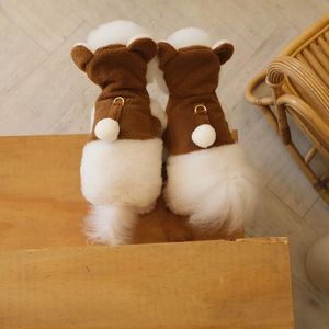 Collari per cani Guinzagli Peluche Orso in piedi Cuffia per le orecchie Pet Petto Trazione posteriore Inverno Morbido Caldo Addensare Accessori Sport all'aria aperta Piccole forniture