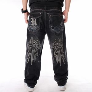 Nanaco Uomo Jeans larghi larghi Hiphop Skateboard Pantaloni in denim Street Dance Hip Hop Rap Pantaloni neri maschili Taglia cinese 3046 220811