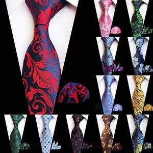 Bow Ties kolory krawat chusteczka dla mężczyzny 8 cm jedwabny Jacquard krawat paisley kwiat kwiatowy szyja