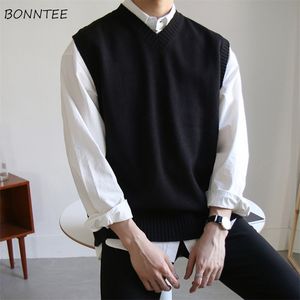 Sweater Men Men simples AllMatch vneck Solid Sleesess Male Tops Basic Cozy Corean Style Ins Leisure Knit