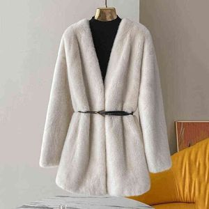 POP NICE Fashion Autumn Winter Faux päls kappa kvinnor koreanska förtjockar varma jackor kvinnliga lösa pälsrockar överrockar yttre kläder T220810