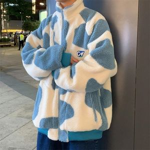 Lamb Velvet Jacket Harajuku 트렌드의 한국어 버전 겨울 두꺼진 커플 착용 스트리트웨어 탑 셔츠 청소년 스웨트 셔츠 220811