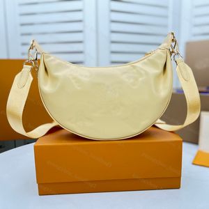 Over the Moon BubbleGram Half Moon Bag Match Prefall 2022 quiltade broderade monogram Womens Puffy Leather Handbag Nylon Rand Jacquard Crossbody