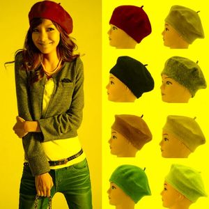 Basker kvinnor damer varm stickad virkning hatt mjuk slouch basker beanie cap hattar hatbd0002berets