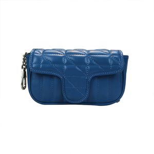 New women's Super Mini Shoulder Bag Blue quilted leather key chain can be connected with handbag separately 476433