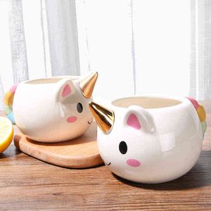 Ceramic Coffee Tea Cup 300 ml 3D Unicorn Mug Creative Cute Cartoon Unicorn Mugs Novelty gåvor Porslin Milk Cup för Office Hot T220810