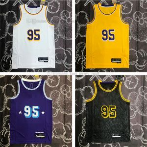 Printed Basketball Jerseys Juan 95 Toscano-Anderson Jersey White Yellow Blue