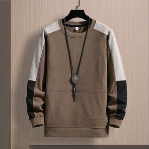 Masowe mężczyźni Załoga Sweaters Patchwork Długie rękodzie dzianinowe topy Pullover na męską jesień Zima Podstawowy sweter z dzianiny