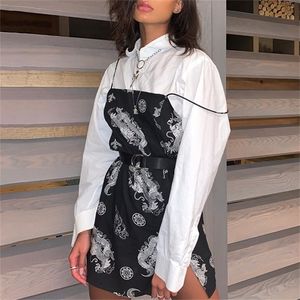 dragon print sleeveless slit sexy slip mini dress autumn women streetwear club outfits clothing clothes drop 220811