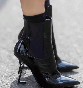 luxury shoes OPYUM Booties boots In Alligator-Embossed Patent Leather With Black Heel Snake Heels Boot Pointed Toe Letters High Heels Pumps