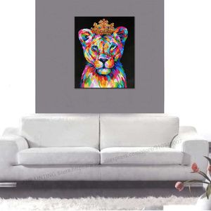 Modern Queen Lioness Canvas Print Picture Abstract Graffiti Animal Art Poster Wall Decor Painting For Living Room Home Decor