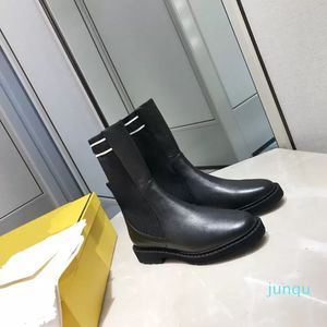 2022-Women Fashion Shoelace Ankle Boot PU Leather ladies Autumn Winter Classic Socks boots