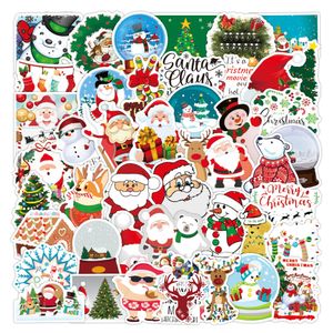 50pcs adesivos de natal acessórios de skate desenho animado vinly santa adesivo para laptop waterbottle telefon