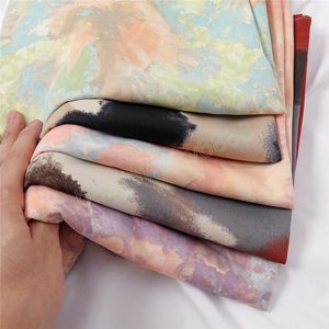 Fashion Tie Dye Abstract Floral Bubble Chiffon Instant Hijab Women Autumn Ombre Shawls and Wraps Pashmina Muslim 180x70cm