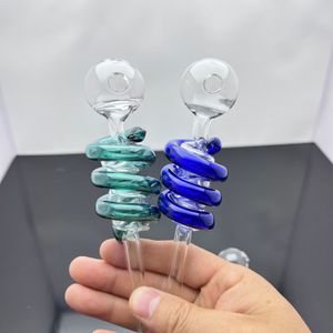 Glass Pipes Smoking Manufacture Hand-blown hookah Color double-layer spiral glass direct cooker