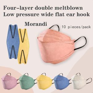 Adult fashion color Morandi masks four-layer double meltblown cloth dustproof 3D three-dimensional willow-shaped Japanese fish mask individual package