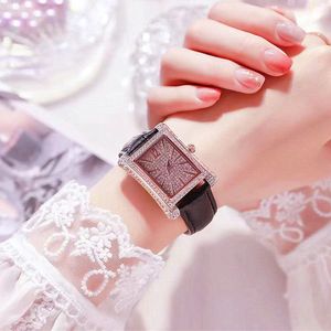 Luxury Womens Watches Designer Fashion Watch Trend Rectangle 2022 Äkta Watch Ladies Full Diamond Waterproof Quartz Women Watchs FG