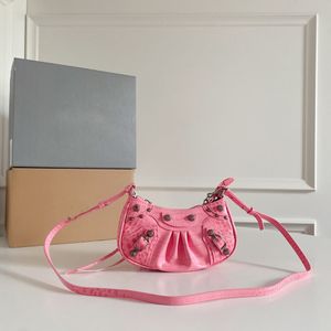 Le Cagole Le Cagole XS Mini bolsas de ombro feminino Half Handbags Designer Ladies Bolsa preta de rosa quente Twio tiras de twio Crocodile 5f4j