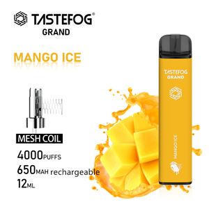 QK одноразовый Vape Box 4000 Puffs Перезаряжаемые Vapes tastefog Оригинальная фабричная оптовая сетчатая катушка 2%