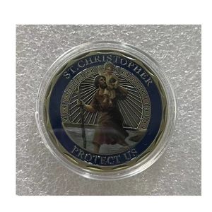Regalo San Cristoforo Patrono dei viaggiatori Sfida commemorativa Collezione di monete Distintivo per monete in rilievo su due lati.cx
