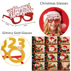 Decorazioni per montature per occhiali natalizi Decorazioni natalizie Puntelli per foto Pupazzo di neve Alce Occhiali da festa Regali Divertenti per bambini Adulti