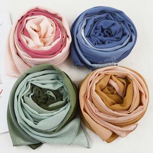16 Colors Plain Ombre Gradient Bubble Chiffon Instant Hijab Women High Quality Beach Cover-Up Shawls Wrap Neck Muslim
