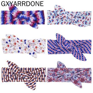July Fourth Independence Day Top Ear Turbans Stars Print Headband for Baby Girls Diy Hair Accessories Kids Headwraps2526