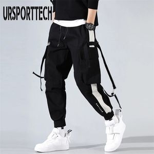 Bolsos de streetwears meninos jogador hip hop calças de moletom de calça de calça táticas de harém de harém tático de harém masculino 220811
