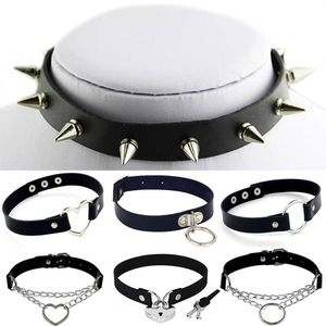 Chokers Vintage Sexy Harajuku Pu Correia de Correia Pingente de Correia para homens homens punk gótico gótico Coração Black Rivet Declaração Jóias de Jóias