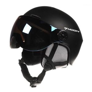 Helmets de esquí Casco de snowboard con gafas Equipo de seguridad de esquí a prueba de golpes livianos para hombres jóvenes Mujeres Black1287E