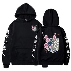 Japanese Anime Graphic Hoodies Men Attack on Titan Pullover Sweatshirt Unisex Male 220811