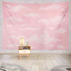 Pink Sky Tapestry Decor Cute Cloud Air Background Beauty Bright Day Tappeti appesi a parete per camera tapiz J220804