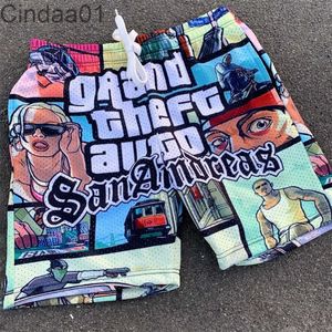 Shorts curtos soltos estampados com cordão estampados para varejo, calças de praia florais casuais roupas de corrida de verão