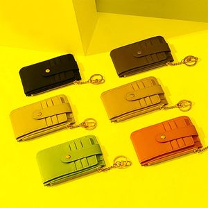 Card Holders Fashion Women's Zipper Holder Cover Pu Leather Short And Small Wallet Coin Purses With Keychain Money Bag Clip 2022Card