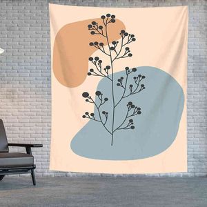 Листовая трава цветочный ковер Стенная стена, висящая фэнтезийное домашнее декор, спреда, листовая ткань J220804
