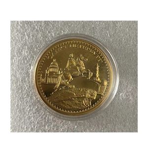 Presente russo Peter, o grande colecionável, Golad banhado a moeda de moedas São Petersburg Coin Coin.cx