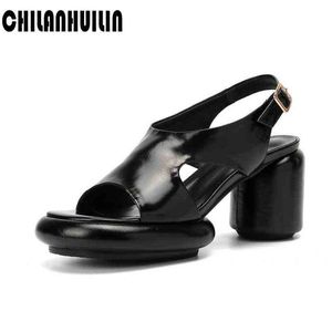 Women Boots Fashion Summer Shoes Platform High Heels Cow Leather Sandal Casual Shoe Party Sandals Sexy Flip Flops Slingback 0719