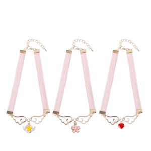 Chokers Cosplay Anhänger Halskette Emaille Flügel Stern Herz Karte Captor Sakura Samt ChokerChokers