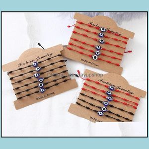 Charm Bracelets Jewelry 12Pcs/Set Turkey Blue Evil Eye Bracelet Women Handmade Rope Chain Girl Party Gift Dhkcs