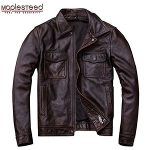 Vintage oryginalna kurtka mężczyźni 100% Cowhide Red Brown Black Natural Jackets Man skórzany płaszcz Autumn Clothing M174 220811